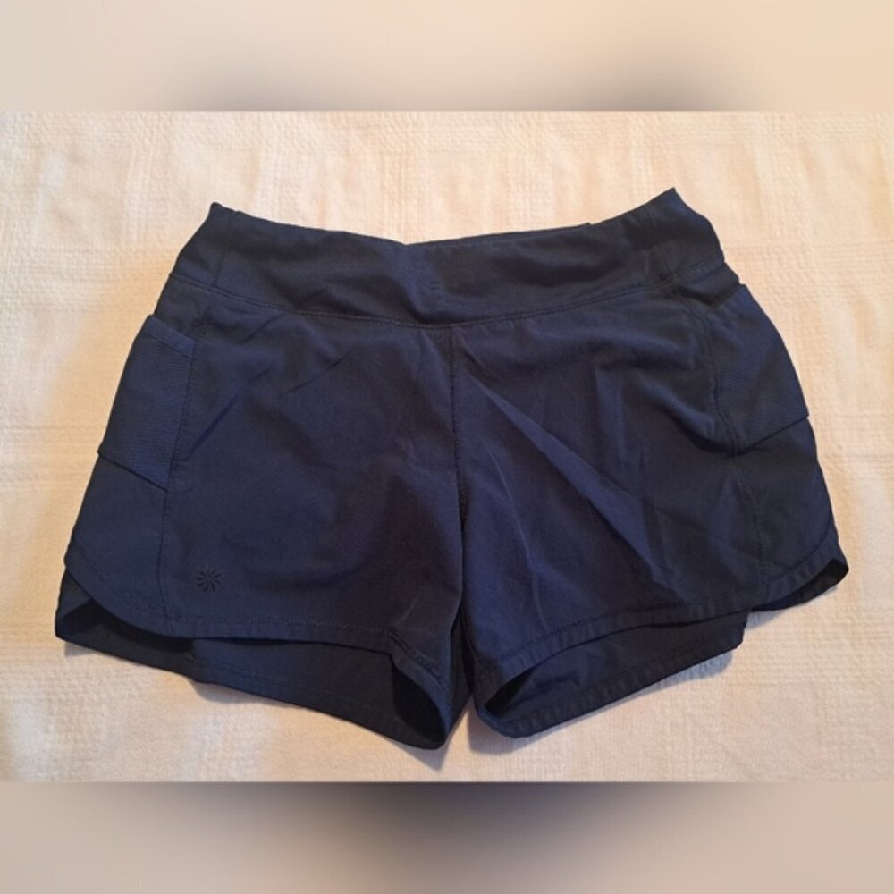 Athleta Girl girls size L or 12 Record Breaker Shorts, Navy, have liners EUC